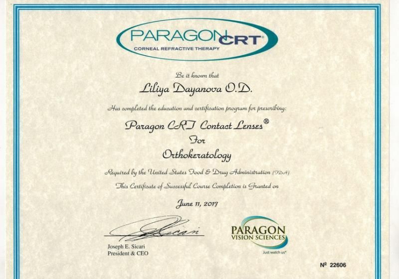 Сертификат клиники семейной офтальмологии #3